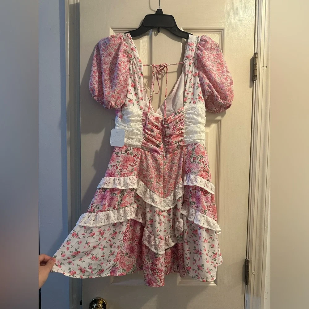 NWT Altar’d State Aderny Mini Dress Pink- Multi - Picture 6 of 6